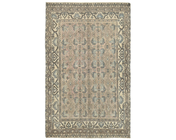 5x7 Vintage Brown Persian Style Hand Knotted Low Pile Wool Area Rug